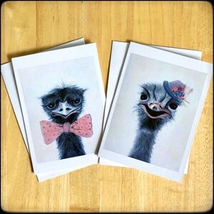 Edwin and Bernadette Blank Inside Note Cards Original Art Prints